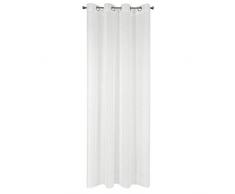 Design91 Glatt Transparent 8 Ösen Weich Vorhänge Gardinen Modern Schlicht Schlafzimmer Kinderzimmer Wohnzimmer, Creme, 140X250cm