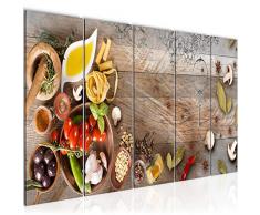 Bilder Küche Gewürze Wandbild 150 x 60 cm Vlies - Leinwand Bild XXL Format Wandbilder Wohnzimmer Wohnung Deko Kunstdrucke Braun 5 Teilig - MADE IN GERMANY - Fertig zum Aufhängen 019256b