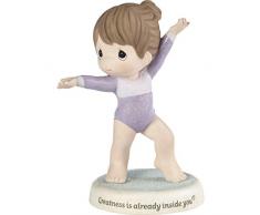 Precious Moments 193006 Greatness is Already Inside You Brunette Gymnast Girl Bisque Porcelain Figurine Figur, Porzellan, Mehrfarbig, One Size