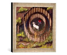 Gerahmtes Bild von Pariser Werkstatt Buchmalerei Wolfsjagd mit Falle/Livre da la Chasse, Kunstdruck im hochwertigen handgefertigten Bilder-Rahmen, 30x30 cm, Silber Raya