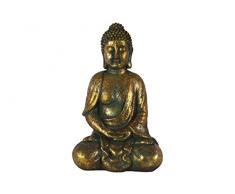 Urban Trends 23440 angelaufenem Finish Fiberstone Meditierender Buddha Figur mit abgerundeten Ushnisha in Dhyana Mudra-, Gold