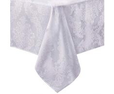 Newbridge Barcelona Tischdecken, bügelfrei, schmutzabweisend, Damast Traditionell 108 Round weiß