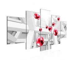 Bilder 3D - Kugeln Wandbild 200 x 100 cm Vlies - Leinwand Bild XXL Format Wandbilder Wohnzimmer Wohnung Deko Kunstdrucke Rot 5 Teilig - MADE IN GERMANY - Fertig zum Aufhängen 014351a