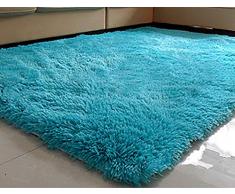 Uheng 7,6 x 16,6 m, superweich, für den Innenbereich, seidig glatt, flauschig, Rutschfest, zottelig, für Esszimmer, Wohnzimmer, Schlafzimmer, Teppich, Fußmatte, Pink blau