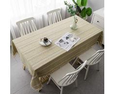 Pahajim Tischdecke Baumwolle Leinen Tischdecke knitterfrei Naht Quaste Tischdecke rechteckig Tischdecke für Esszimmertisch Küche Tischdeko Rectangle/Oblong,55 x 87 Inch Mandelgelb
