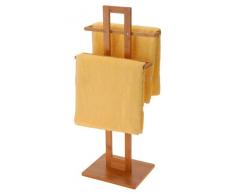 Relaxdays Handtuchständer Bambus mit 2 Handtuchstangen HBT 85 x 37 x 25 cm frei stehender Handtuchhalter in natürlicher Holz Optik als kleiner Herrendiener oder Kleiderständer im Bad, natur