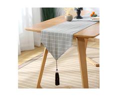 Adisaer Tischläufer aus Baumwolle/Leinen Grau Modern Tischläufer kariert mit Quaste Home Dining Küche Dekoration Kommode Schal 13x87 IN grau
