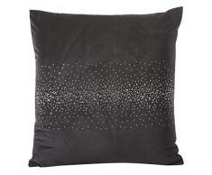Eurofirany Kissenhülle Kissenbezug Couchkissen Sofakissen Bettkissen Zimmerdekoration Elegant Edel Exklusiv Velvet Samt Steinchen Glitzer, Schwarz, 45x45cm, 2