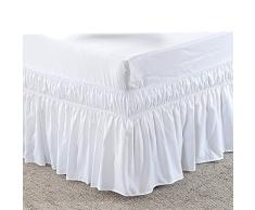 bedskirts Rüsche – Drei Seiten Stoff – und Bett Um Rock, Mikrofaser Elastic Staub Rüsche – 35,6 cm Drop Easy Fit Hotel Qualität Stoff - Short Queen/Queen (16 Drop) Weiß