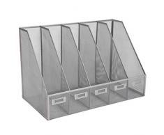 sharkbang Metallgitter 5 Sorter Schreibtisch-Ordner, vertikaler Schreibtisch-Ordner, Zeitschriftenhalter, Büro Zuhause Aufbewahrungsbox