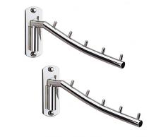 Zivisk Zusammenklappbarer Kleiderbügel zur Wandmontage, aus Edelstahl, Schwingarm, Wandmontage, strapazierfähig, zum Trocknen von Kleiderhaken, Kleidung, Hängesystem, Schrank-Aufbewahrung, 2 Stück