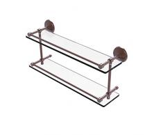 Allied Messing MC/22-gal-ca Monte Carlo 22 doppelten Glas Regal mit Galerie-Schiene, Kupfer Antik