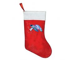 FOECBIR Aquarell Jeep Bunte Klassische rote Weihnachtsstrümpfe Dekoration zum Aufhängen für Urlaub Party One Size Farbige Schildkröte/Rot