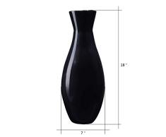 VILLACERA Hana Vase für Seidenpflanzen, Blumen, Dekoration, 45,7 cm hoch, schwarz glasiert, aus nachhaltigem Bambus