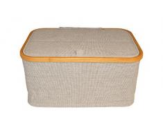 Mueller Franz Aufbewahrungsbox Stoor mit Deckel, 38 x 26 x 16 cm, Stoff/Holz, dekorativer Ordnungshelfer, vielseitig einsetzbar, grau