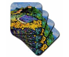 3dRose CST_21120_3 Provence Sonnenblumen-Untersetzer, Keramik, 4 Stück