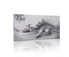 SDYA Leinwandbild, handgemaltes Gemälde, gerahmt, 102 x 51 cm, Tier-Wandkunst, modernes Dinosaurier und Vogel, Kunstwerk, modernes Wandbild für Badezimmer, Wohnzimmer, Büro, Hotel und Esszimmer