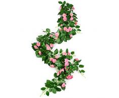 Artiflr Künstliche Rosenranken, 1,8 m, zum Aufhängen, Rose, Efeu, Haus, Hotel, Büro, Hochzeit, Party, Garten, Handwerk, Kunst-Dekoration Pink Rose Vine