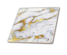 3dRose Bild Grau Gold Gem Stein Marmor Glitzer Metallic Faux Print Dekorative Fliesen, 30,5 cm Keramik, transparent