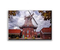 Premium Textil-Leinwand 75 x 50 cm Quer-Format Windmühle in Jever, Friesland | Wandbild, HD-Bild auf Keilrahmen, Fertigbild auf hochwertigem Vlies, Leinwanddruck von Peter Roder