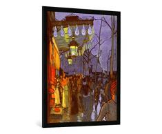 Gerahmtes Bild von Louis Anquetin Avenue de Clichy, fünf Uhr abends, Kunstdruck im hochwertigen handgefertigten Bilder-Rahmen, 70x100 cm, Schwarz matt