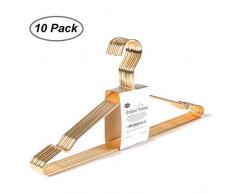 Amber Home Kleiderbügel aus starkem Metalldraht, Kleiderbügel, Kleiderbügel, Standard-Kleiderbügel, Metallbügel mit Kerben, 10 Stück Rose Gold
