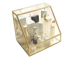 Hersoo Großer Spiegel Glas Top Dresser Make up Organizer Jewelry & Kosmetik Display, stapelbar Cube 6 Schubladen Set Kommode Stauraum für Vanity mit Deckel, Badezimmer Zubehör Pinsel Container (04G)