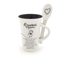 Enesco Kaffeebecher und Löffel-Set mit Aufschrift „Children of the Inner“, leicht Greatest Mom 12 Ounce schwarz/weiß
