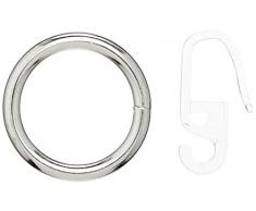 Gardinia Gardinenringe mit Faltenlegehaken, Metall edelstahl-optik für Ø 20 mm, 6er Pack, Zutreffend, 6