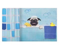 Lunarable Mops Fußmatte in der Badewanne mit lustigem Ausdruck gelbe Ente und Handtuch Haustier Waschzeit, dekorative Polyester-Bodenmatte mit Rutschfester Unterseite, 76,2 x 45,7 cm, Mehrfarbig