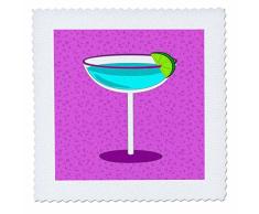 3dRose QS 57117 _ 1 Bright Blau Margarita in Glas mit Lime Lila Hintergrund Quilt Platz, 10 von 25,4 cm