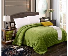 K&M MK Collection Queen/King geprägt Kuscheldecke, Tagesdecke Moderne Solid Farbe mit Sherpa Unterstützung Wendebettwäsche Cover Neu Queen/King Lindgrün