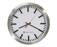 Bjerg Instruments Bahnhof Modern 30,5 cm Edelstahl Weiß Lautlos Wand Uhr Face mit Nicht Inlett Leise und Präzise Bewegung