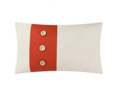 jw Leinen Accent Kissen Deko Coconut Button Kissen Home Sofa Auto Bett raum Stuhl Decor 30,5 x 50,8 cm, Leinen, rot, 12 x 20 Inch