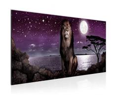 Bilder Afrika Löwe Wandbild 100 x 40 cm Vlies - Leinwand Bild XXL Format Wandbilder Wohnzimmer Wohnung Deko Kunstdrucke Violett 1 Teilig - MADE IN GERMANY - Fertig zum Aufhängen 022912b