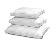 Blue Ridge Home Fashions Doppelbezug Seitenschläferkissen aus Seide/Baumwolle, Fadenzahl 500, gestreift, 2 Stück Queen weiß