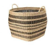 Kouboo 1060042 Großer, gestreifter Weidenkorb, 67,3 x 67,3 x 69,8 cm, Beige/Schwarz