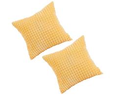 PICCOCASA flauschiger Überwurf-Kissenbezug aus weichem Kunstfell, Plüsch, luxuriös dekorativ für Sofa, Couch Bett, Auto, hellorange, 2 Packs/24 x 24