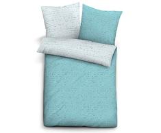 biberna 0068576 Satin Bettwäsche Garnitur mit Kopfkissenbezug (Baumwolle) 1x 135x200 cm + 1x 80x80 cm, eisblau