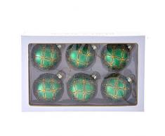 Kurt S. Adler Glaskugel, 80 mm, Grün/Gold, 6 Stück