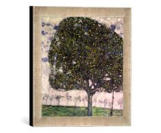 Gerahmtes Bild von Gustav Klimt Der Apfelbaum, 1916, Kunstdruck im hochwertigen handgefertigten Bilder-Rahmen, 30x30 cm, Silber Raya