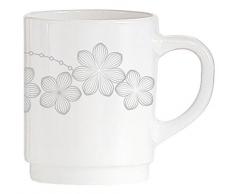 Dajar Kaffee Becher Dream Flower 250 ml Ambition, Glas, Weiß Grau, 7 cm