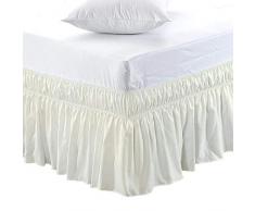 Black Friday & Cyber Montag Deals! Bettrock, gerüscht, 22,9 cm lang, einfach anzubringen, für alle Bettgrößen und Farben erhältlich, Doppelbett, Weiß Twin XL - 14 Drop Ivory Solid