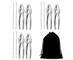 HQGOODS Meeresfrüchte Tools Set Nussknacker 12 Stück mit 6 Hummer Krabben Cracker und 6 Meeresfrüchte Gabeln/Picks mit Aufbewahrungstasche