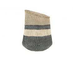 Creative Co-op Large Black & Grey Striped Resin Basketweave Planter Pflanzgefäß, Kunstharz, schwarz, Tall