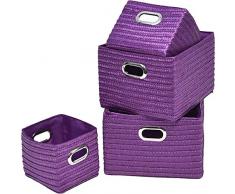 EVIDECO Rechteckige Regalkörbe, Aufbewahrungsgriffe, 4-teiliges Set Modern 9 L x 8.12W x 6 H violett