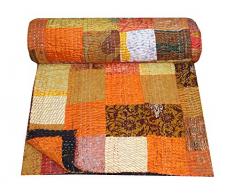 Twin/Queen Size patola Seide Patch Work Kantha Steppdecke, Kantha Kuscheldecke, Tagesdecke, Patch Kantha Werfen, Twin Kantha, Kantha rallyes indischen Sari Quilt, Größe 60 x 90 Twin/90 x 108 Queen Twin 60 X 90