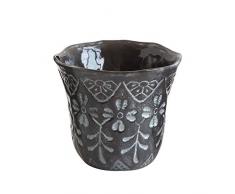 Creative Co-op DA8675 Blumentopf, geprägt, Braun/Weiß