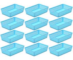 YBM HOME ybmhome Kunststoff Colorful Aufbewahrung Supply Korb für Office Schublade, Regal Desktop, Home Junk Schubladen Küche Pantry Oder, – Mülleimer für Büro Zuhause und Schule Klassenzimmer Blau