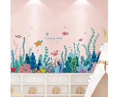 Amaonm Creative Cartoon-Wandaufkleber/Wandaufkleber, Motiv Meeresgras, entfernbar, 3D, Bodenplatte, Wandaufkleber, für Wand, Ecke, Kinderzimmer, Badezimmer, Wohnzimmer Seaweed
